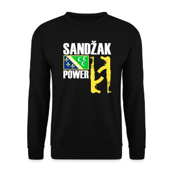 Sandzak Power, Cool Sandzak Fighter, Sandzak Flag - Unisex Sweatshirt - black - Front - Alina (178cm) & Michal (187cm)