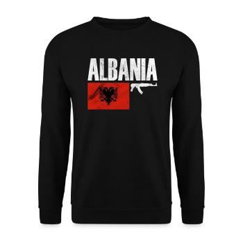 Albania Fighter, Proud Albania Flag, Albania - Unisex Pullover - Schwarz - Vorne - Alina (178cm) & Michal (187cm)