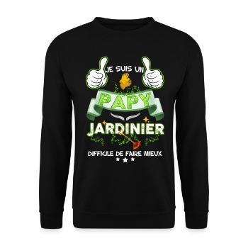 Papy Jardinier, citation humour - Sweat-shirt Unisexe - noir - Devant - Alina (178cm) & Michal (187cm)