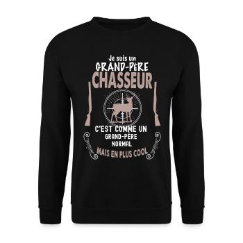 Cadeau chasse humour grand pere - Sweat-shirt Unisexe - noir - Devant - Alina (178cm) & Michal (187cm)