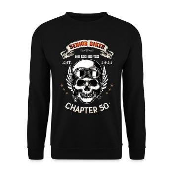 Motard Anniversaire Idée cadeau moto Crane - Sweat-shirt Unisexe - noir - Devant - Alina (178cm) & Michal (187cm)