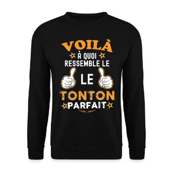 Tonton parfait qui déchire c'est le mien - Sweat-shirt Unisexe - noir - Devant - Alina (178cm) & Michal (187cm)