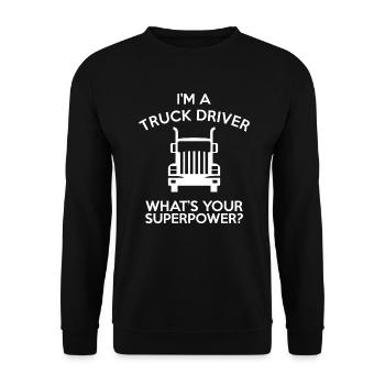 Lkw-fahrer - Unisex Pullover - Schwarz - Vorne - Alina (178cm) & Michal (187cm)