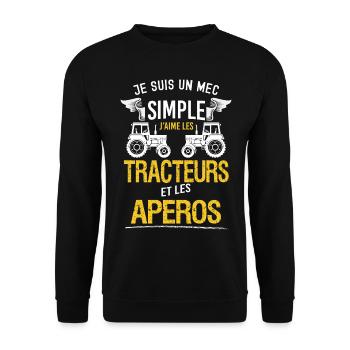 Apéro Tracteur Et Bon Vivant - Sweat-shirt Unisexe - noir - Devant - Alina (178cm) & Michal (187cm)