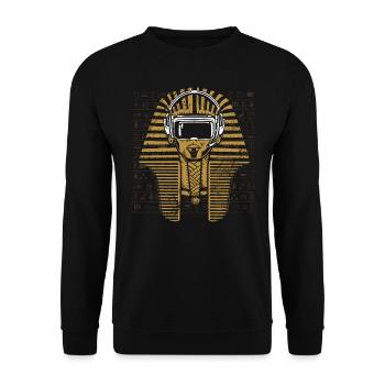 Videospiele modernisiert Altes Ägypten Lustiger Pharao - Unisex Pullover - Schwarz - Vorne - Alina (178cm) & Michal (187cm)