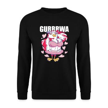 Gurrrwa sexy Polnische Taube lustig humorvoll Wort - Unisex Pullover - Schwarz - Vorne - Alina (178cm) & Michal (187cm)