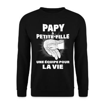 Papy et petite-fille équipe pour la vie - Sweat-shirt Unisexe - noir - Devant - Alina (178cm) & Michal (187cm)