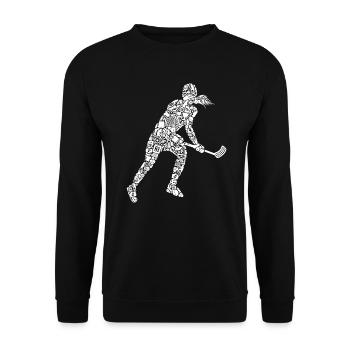Floorball Symbols Floorballer Girls Floorball - Unisex Sweatshirt - black - Front - Alina (178cm) & Michal (187cm)