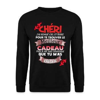 Chéri D'Amour je Suis Ton Plus Beau Cadeau - Sweat-shirt Unisexe - noir - Devant - Alina (178cm) & Michal (187cm)