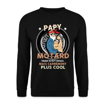 Mon Papy est barbu et c'est Un Motard - Sweat-shirt Unisexe - noir - Devant - Alina (178cm) & Michal (187cm)