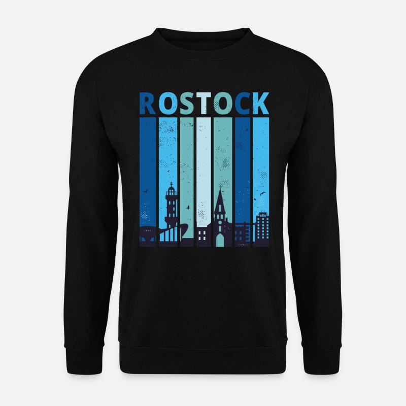 Rostock Rostocker Stadtsilhouette Geschenk - Unisex Pullover - Schwarz