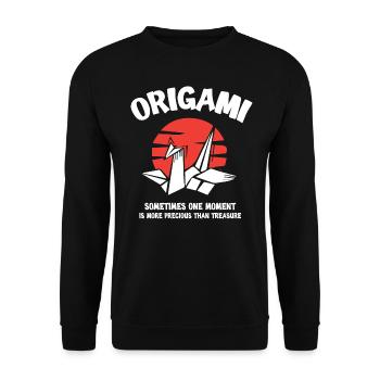 Origami Moment Is More Precious Than Treasure - Unisex Pullover - Schwarz - Vorne - Alina (178cm) & Michal (187cm)