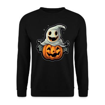 Halloween Design gruselig für die nächste Party - Unisex Pullover - Schwarz - Vorne - Alina (178cm) & Michal (187cm)