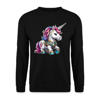 Cute rainbow unicorn with tattoos - Unisex Sweatshirt - black - Front - Alina (178cm) & Michal (187cm)