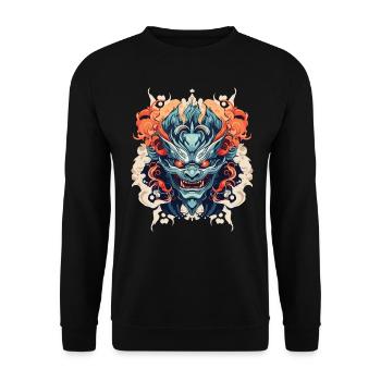 Oni Demon - Unisex Pullover - Schwarz - Vorne - Alina (178cm) & Michal (187cm)