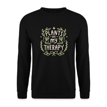 Pflanzen sind meine Humortherapie im Garten - Unisex Pullover - Schwarz - Vorne - Alina (178cm) & Michal (187cm)