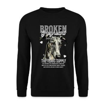 Greyhound Statement | Broken Greyheart - Unisex Sweatshirt - black - Front - Alina (178cm) & Michal (187cm)