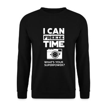 JE PEUX GELER LE TEMPS - PHOTOGRAPHE PHOTOGRAPHY - GIFT - Sweat-shirt Unisexe - noir - Devant - Alina (178cm) & Michal (187cm)