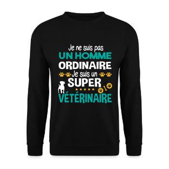 Vétérinaire Métier Animal Animaux Chien Chat - Sweat-shirt Unisexe - noir - Devant - Alina (178cm) & Michal (187cm)