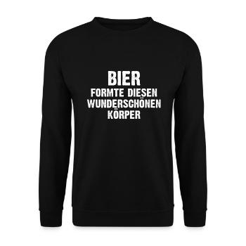 Lustige Sprüche, Geschenk zB Geburtstag, Bier Alk - Unisex Pullover - Schwarz - Vorne - Alina (178cm) & Michal (187cm)
