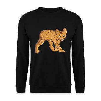 Süßer Baby Luchs ist eine Großkatze und Wildkatze - Unisex Pullover - Schwarz - Vorne - Alina (178cm) & Michal (187cm)