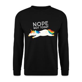 Nope. Not Today - Cute Unicorn - Unisex Sweatshirt - black - Front - Alina (178cm) & Michal (187cm)