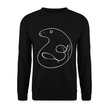 Embrassez la fille et l’ours. Dessin au trait - Sweat-shirt Unisexe - noir - Devant - Alina (178cm) & Michal (187cm)