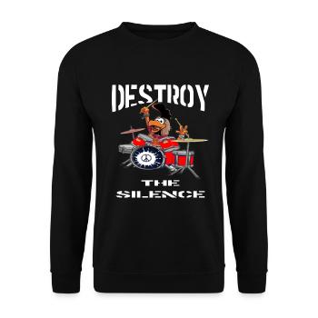 Huhn Schlagzeug Musik Cartoon - Unisex Pullover - Schwarz - Vorne - Alina (178cm) & Michal (187cm)