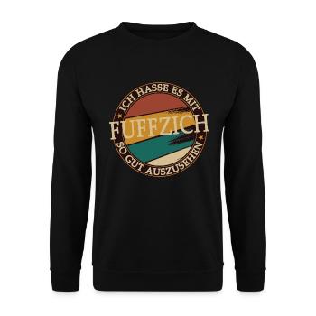 Geburtstag - 50. Geburtstag - 1972 - Fuffzich - Unisex Pullover - Schwarz - Vorne - Alina (178cm) & Michal (187cm)