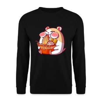 Kawaii Hamster Ramen Bowl Japon Fans Anime Otaku - Sweat-shirt Unisexe - noir - Devant - Alina (178cm) & Michal (187cm)