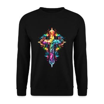 Arc-en-ciel, Croix, Christianisme, Foi, Amour - Sweat-shirt Unisexe - noir - Devant - Alina (178cm) & Michal (187cm)