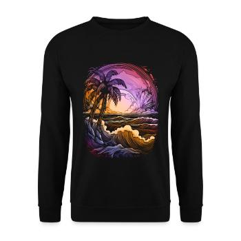 Coucher de soleil Palmiers de mer Vacances d’été - Sweat-shirt Unisexe - noir - Devant - Alina (178cm) & Michal (187cm)