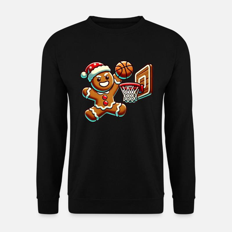 Dunking Gingerbread Man Basketball - Unisex Sweatshirt - black
