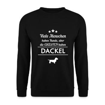 Viele haben Hunde Rauhhaardackel w Geschenk (0173) - Unisex Pullover - Schwarz - Vorne - Alina (178cm) & Michal (187cm)