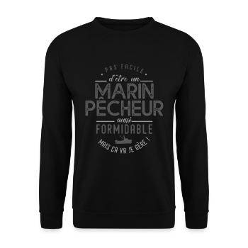 profession MARIN PECHEUR formidable cadeau - Sweat-shirt Unisexe - noir - Devant - Alina (178cm) & Michal (187cm)