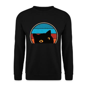Funny Cat Look - Unisex Sweatshirt - black - Front - Alina (178cm) & Michal (187cm)