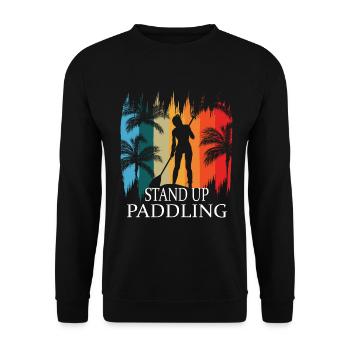 SUP Board Paddle Stand Up Paddling Shirt - Unisex Sweatshirt - black - Front - Alina (178cm) & Michal (187cm)