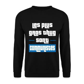 cadeau drôle gros thug communiste - Sweat-shirt Unisexe - noir - Devant - Alina (178cm) & Michal (187cm)