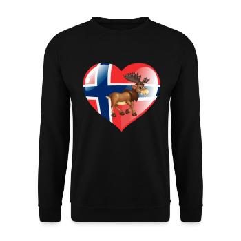 Norwegen - Elch und Herz - Unisex Pullover - Schwarz - Vorne - Alina (178cm) & Michal (187cm)