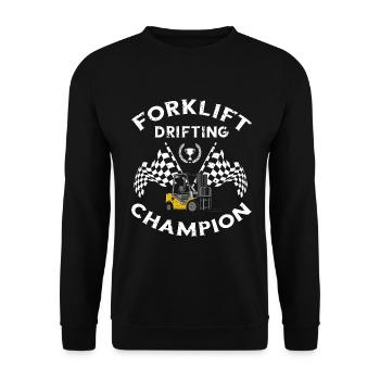 Forklift operator and forklift driver - Unisex Sweatshirt - black - Front - Alina (178cm) & Michal (187cm)