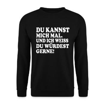 du kannst mich mal und ich weiss du würdest gerne - Unisex Pullover - Schwarz - Vorne - Alina (178cm) & Michal (187cm)