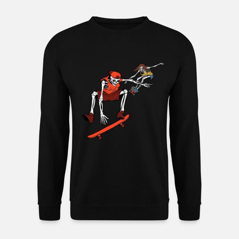 SKATEBOARD SKELETTE, HALLOWEEN SKATE SKELETTE - Unisex Pullover - Schwarz