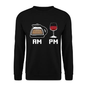 Coffee Wine AM PM - Unisex Sweatshirt - black - Front - Alina (178cm) & Michal (187cm)