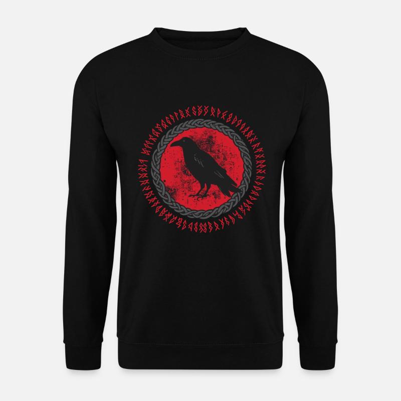 Nordischer Rabe mit uraltem Runenkreis - Unisex Pullover - Schwarz