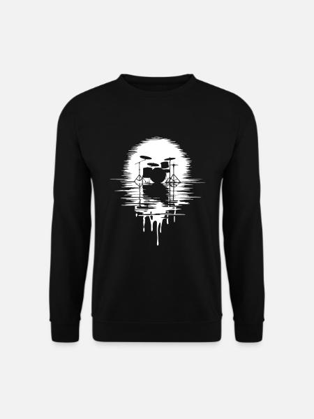 Drumset Silhouette Drums with Reflection - Unisex Sweatshirt - black