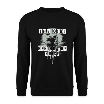 Lautes Mädchen lustiger Drummer Girl Spruch - Unisex Pullover - Schwarz - Vorne - Alina (178cm) & Michal (187cm)
