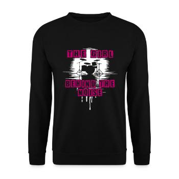 Lautes Mädchen lustiger Drummer Girl Spruch - Unisex Pullover - Schwarz - Vorne - Alina (178cm) & Michal (187cm)