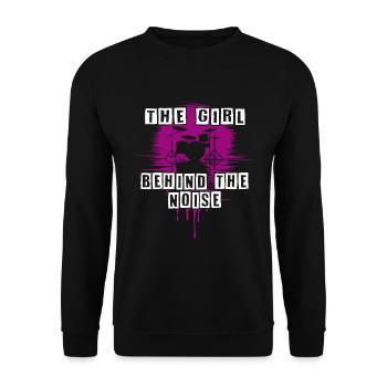 Lautes Mädchen lustiger Drummer Girl Spruch - Unisex Pullover - Schwarz - Vorne - Alina (178cm) & Michal (187cm)