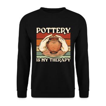 Töpfern Pottery Is My Therapy Keramik - Unisex Pullover - Schwarz - Vorne - Alina (178cm) & Michal (187cm)