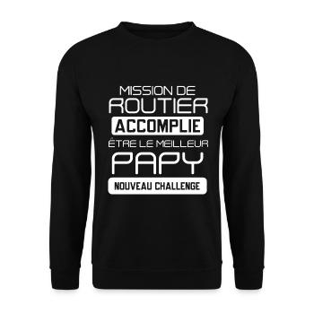 Routier cadeau drôle papy futur papi retraite - Sweat-shirt Unisexe - noir - Devant - Alina (178cm) & Michal (187cm)